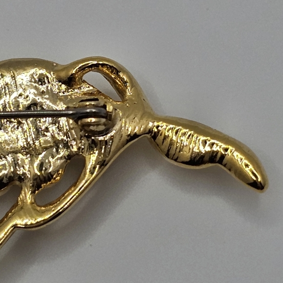 Vintage Gold Tone Leaf Brooch Faux Pearl Cluster Pin 2.5" - Picture 7 of 14